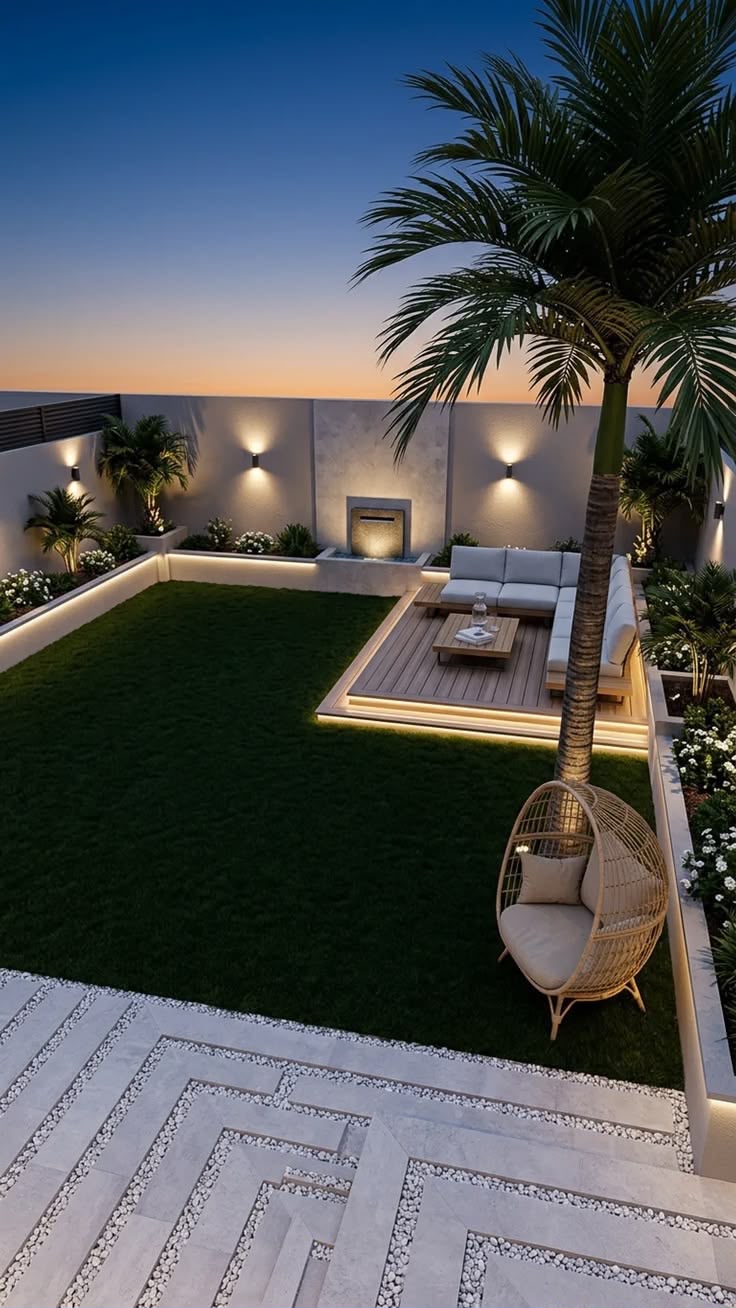 Modern Landscape Design with Outdoor Entertainment & Smart Garden Features